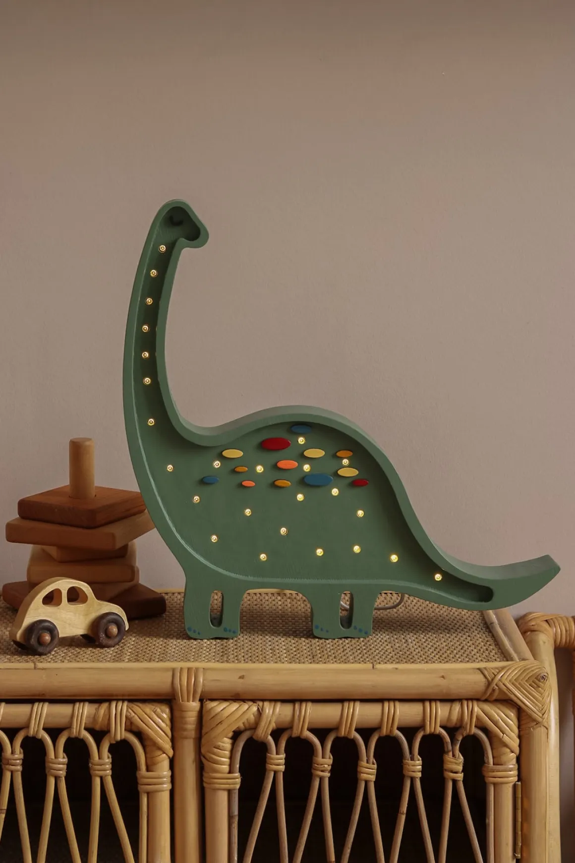 Little Lights Lampe Dinosaur, Konfetti/Grøn