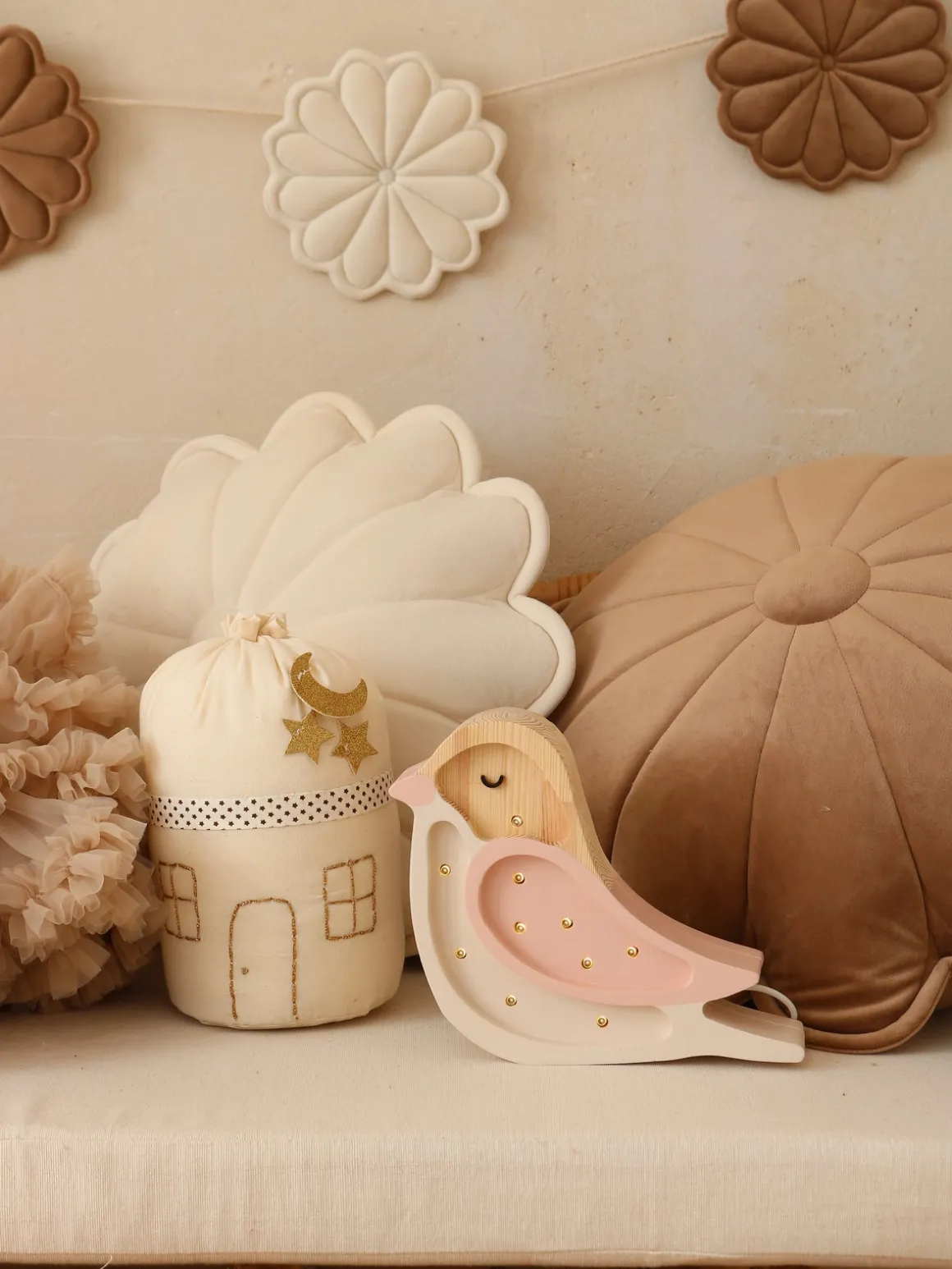 Little Lights Mini Lampe Fugl, Strawberry Cream