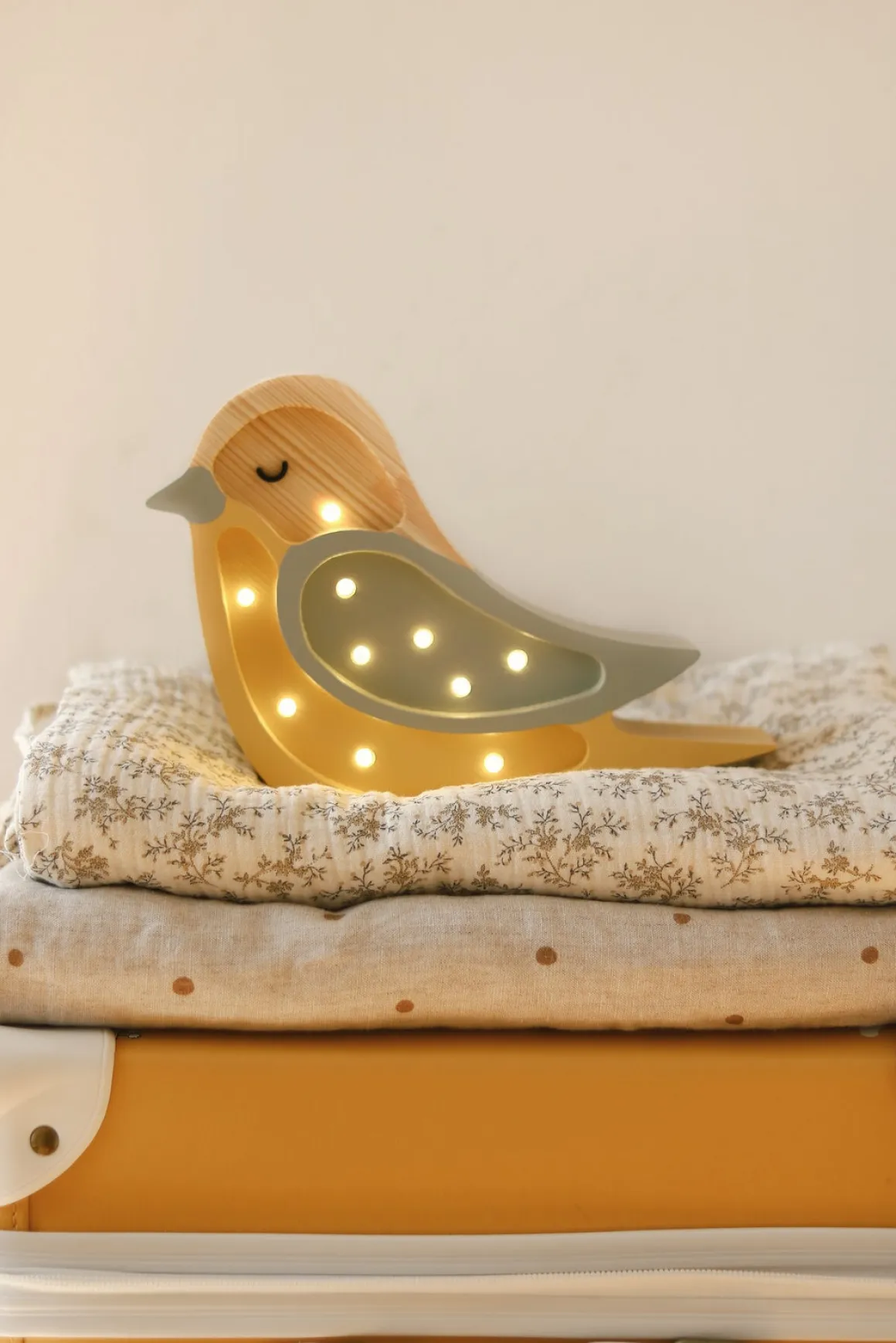 Little Lights Mini Lampe Fugl, Khaki/Light Mustard