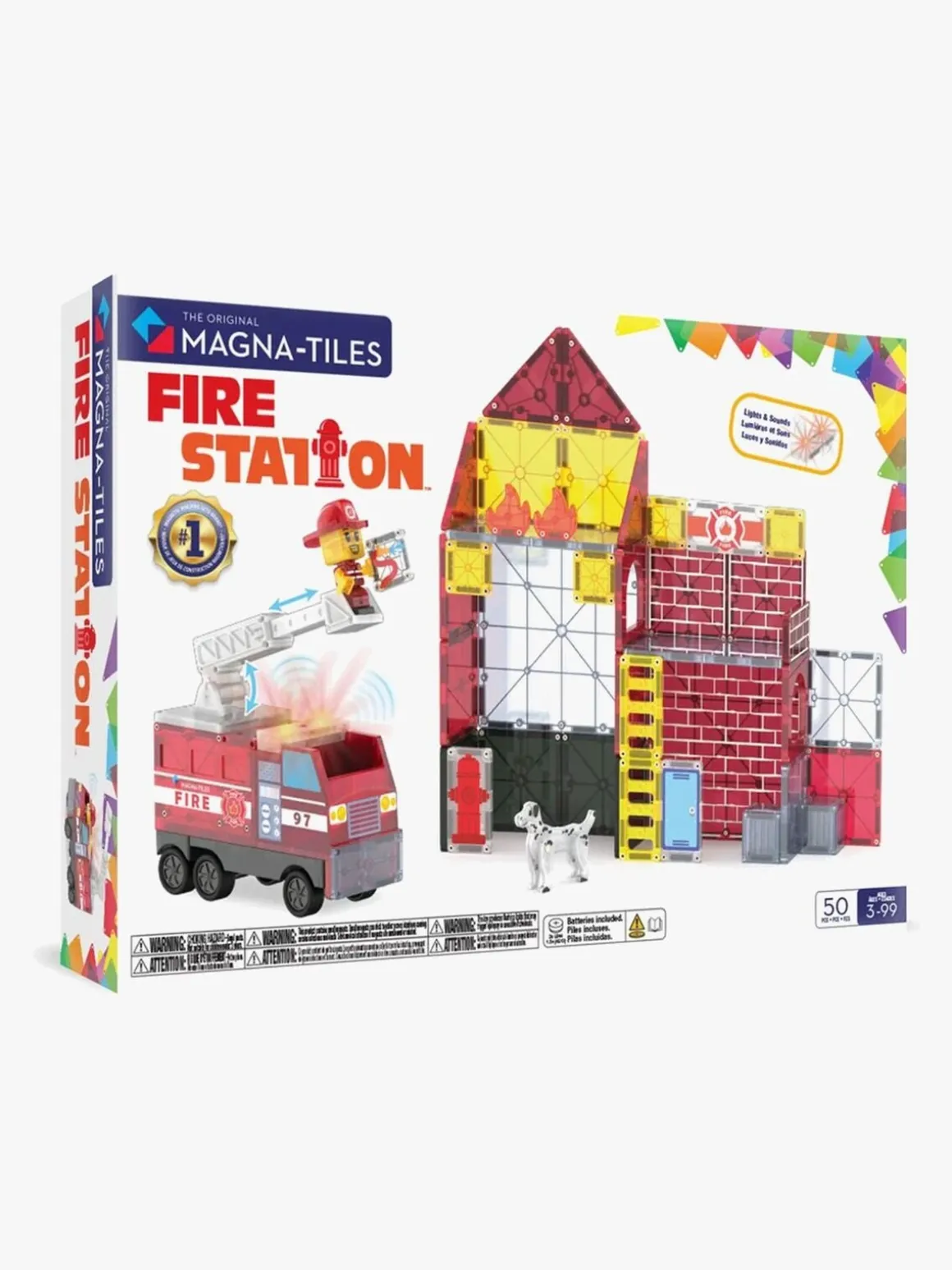 MAGNA-TILES Brandstation Magnetiske Byggeklodser 50 Dele