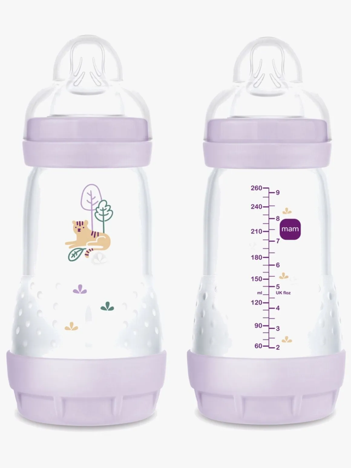 MAM Original Night Silikone Sutter 2-pak & Easy Start Sutteflaske Anti-kolik 260 ml, Pink