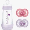 MAM Original Silikone Sut 16-36 mdr. 2-pak & Easy Start Sutteflaske Anti-Kolik 260 ml, Lyserød
