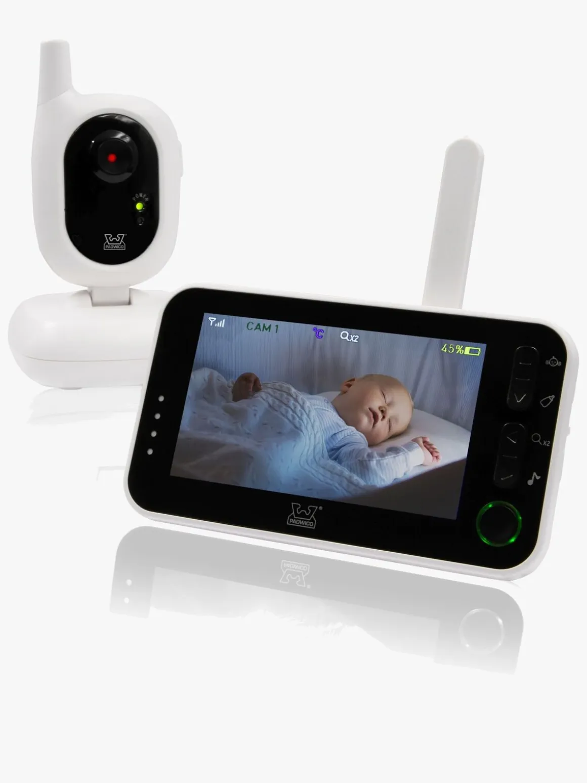 Padwico V8 Babyalarm med Opladeligt Batteri, White