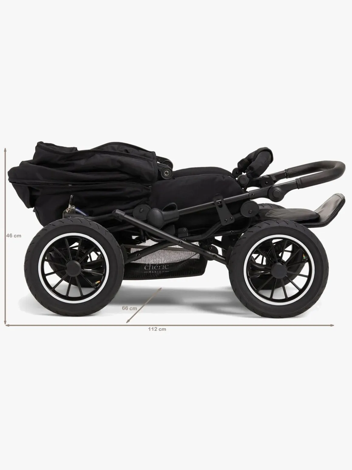 Petite Chérie Solide+ Klapvogn inkl. Babylift, Black/Grey Melange