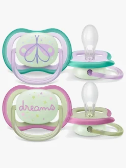Philips Avent Ultra Air Night Sutter 2-Pak 0-6m, Grøn/Lilla