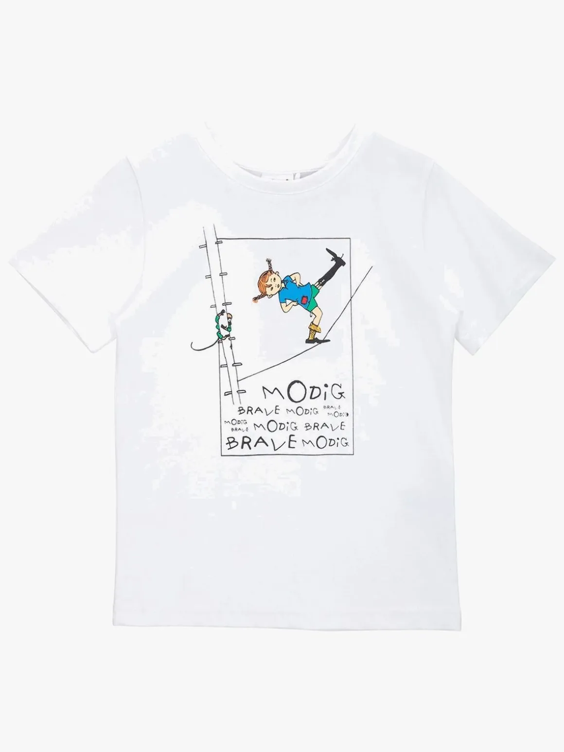 Pippi Langstrømpe Modig T-shirt, Hvid