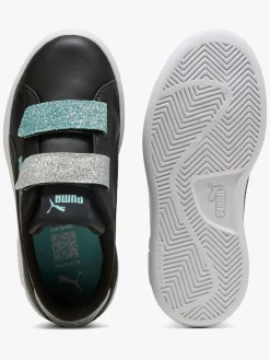 Puma Smash 3.0 Glitter Velcro V Infant Sneakers, Sort