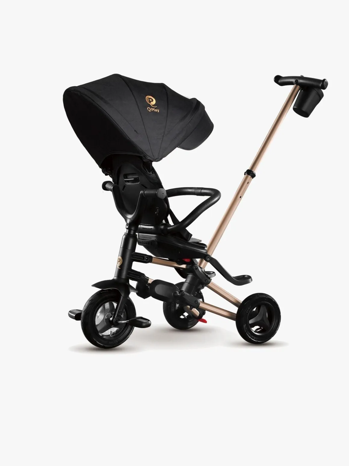 QPlay Nova Golden 6-i-1 Sammenklappelig Trehjulet Cykel, Sort