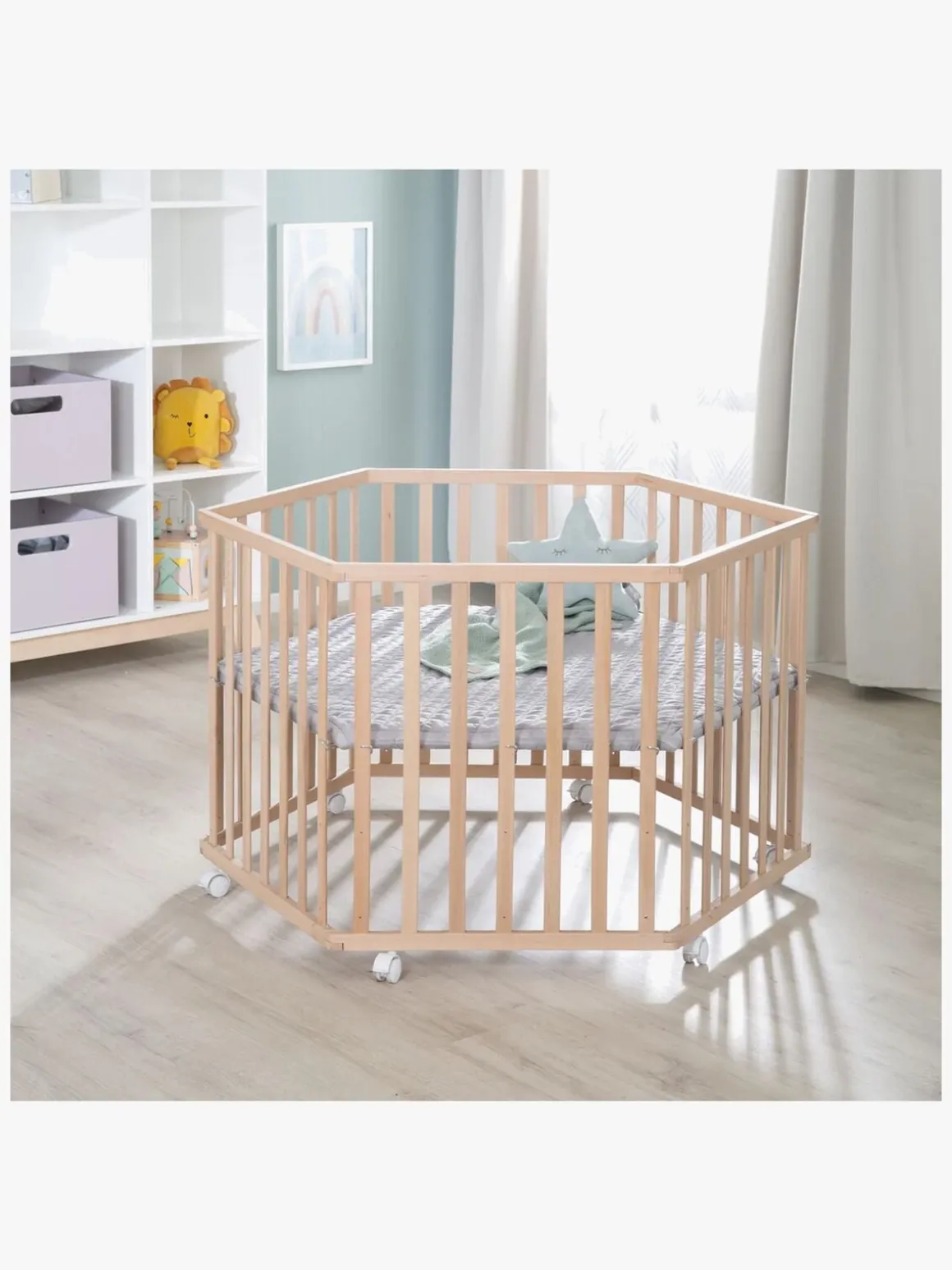 Roba Cosiplay Hexagon Kravlegård med Hjul, Wood