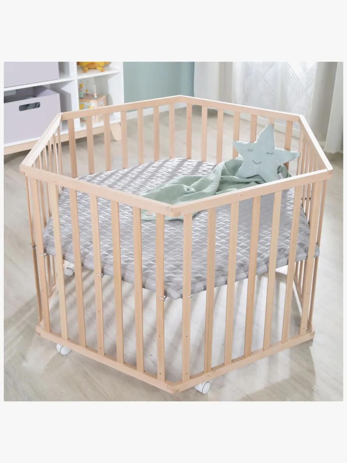 Roba Cosiplay Hexagon Kravlegård med Hjul, Wood