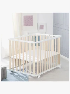 Roba Sammenklappelig Kravlegård med Hjul, Wood White