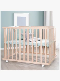 Roba Style Kravlegård med Hjul, Wood & Green