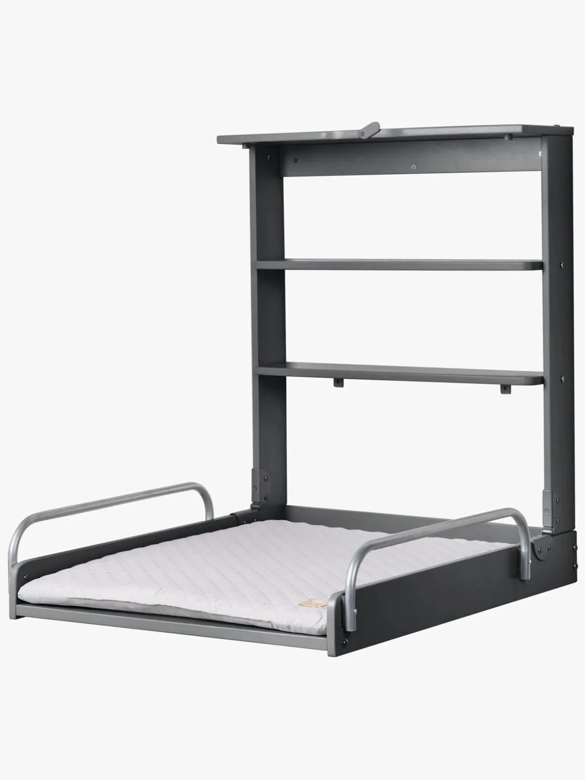Roba Væghængt Puslebord & Puslepude, Anthracite Lacquered/Silver Grey