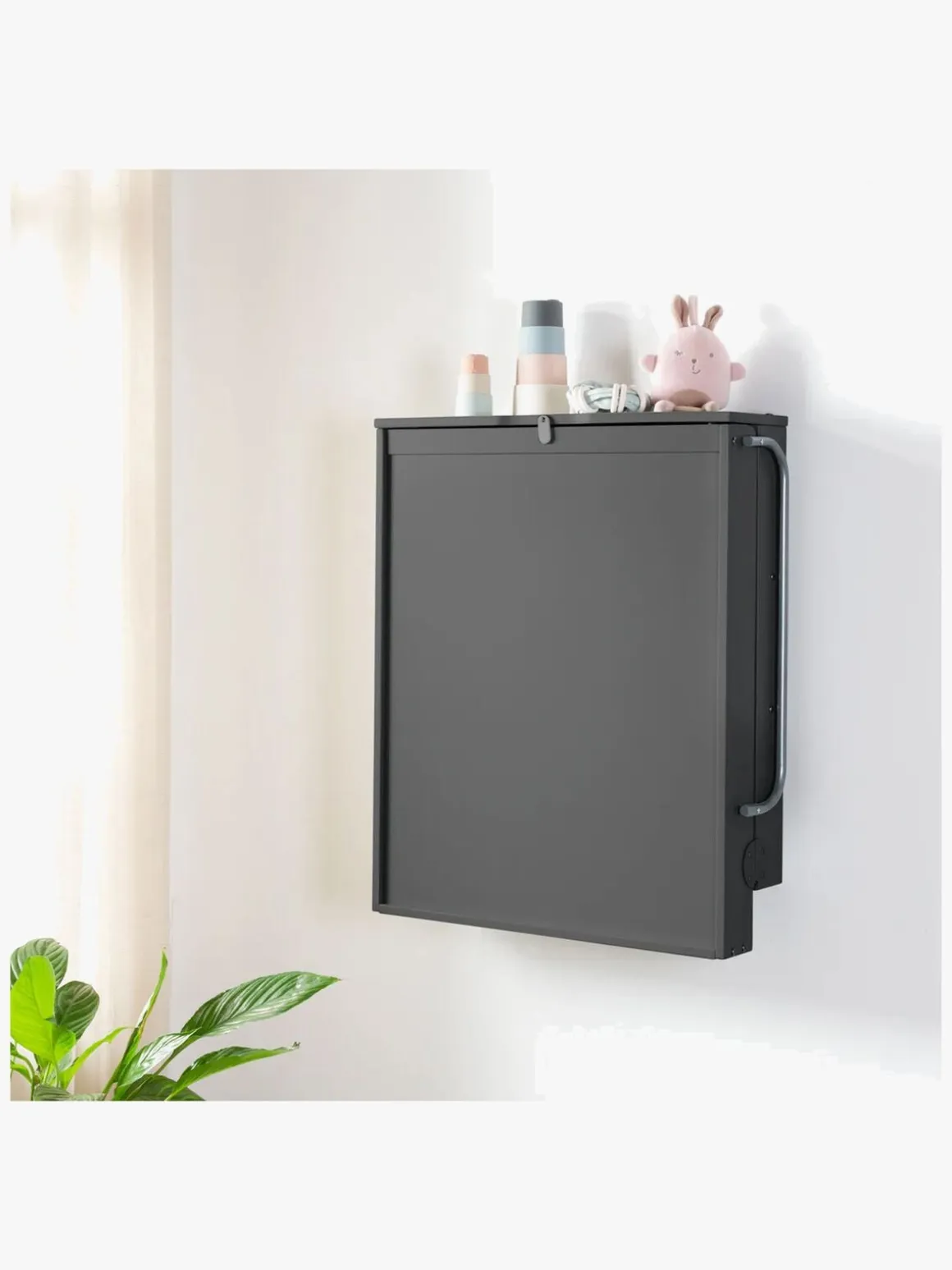 Roba Væghængt Puslebord & Puslepude, Anthracite Lacquered/Silver Grey
