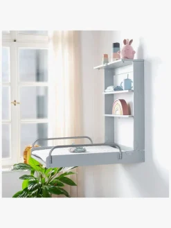 Roba Væghængt Puslebord & Puslepude, Taupe Lacquered/Silver Grey
