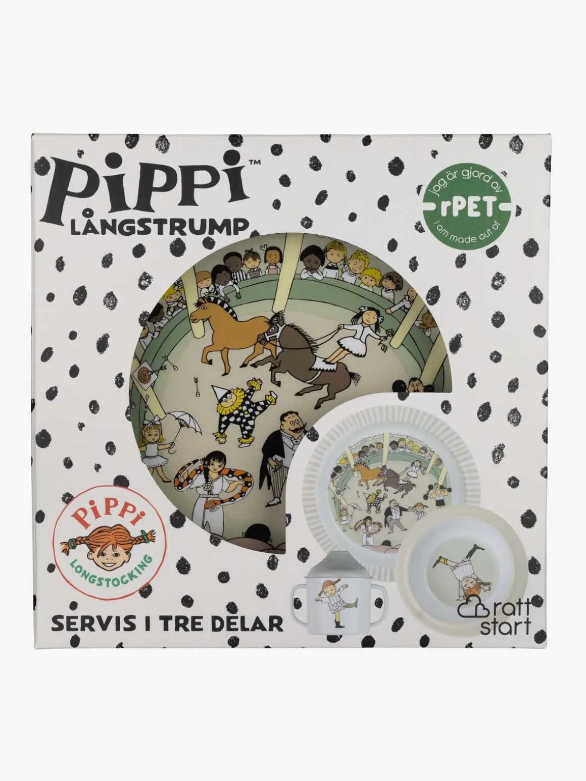 Rätt Start Pippi Langstrømpe Cirkus Spisesæt 3 Dele