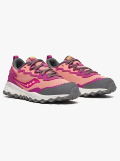 Saucony Peregrine Kids Shield Træningssko, Berry/Coral