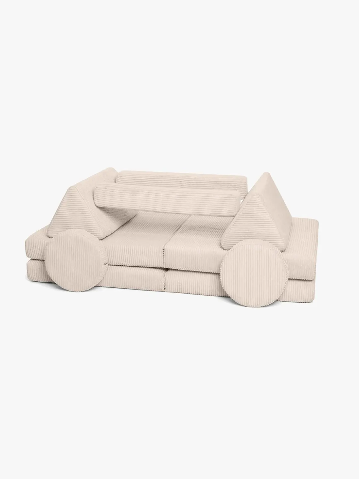 Shappy Play Bygbar Sofa 160x80 cm Kraftig Fløjl, Vanilla