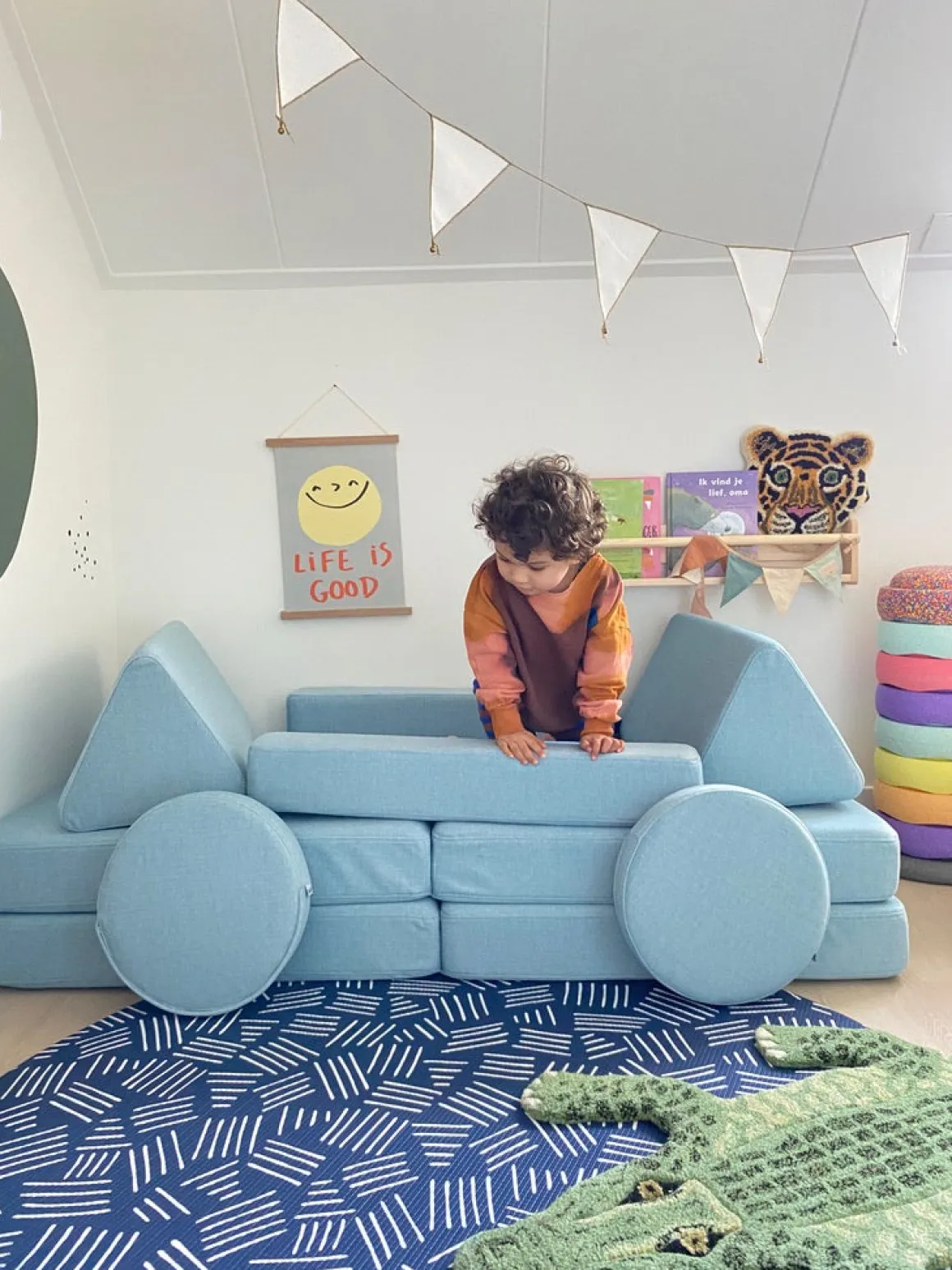 Shappy Play Bygbar Sofa 160x80 cm, Sky Blue