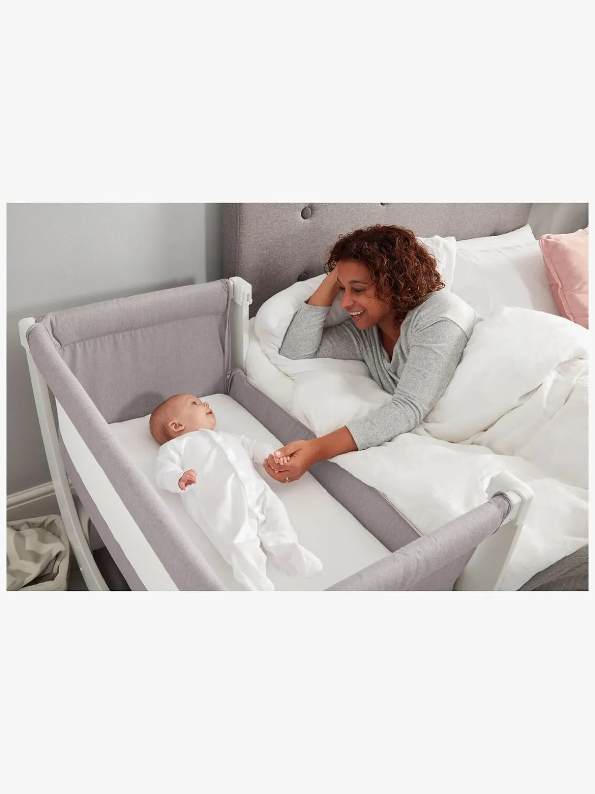 Shnuggle Air Bedside Crib, Stone Grey