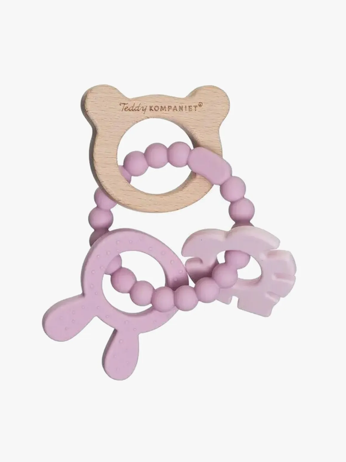 Teddykompaniet Silikone & træ Bidering, Foggy Pink