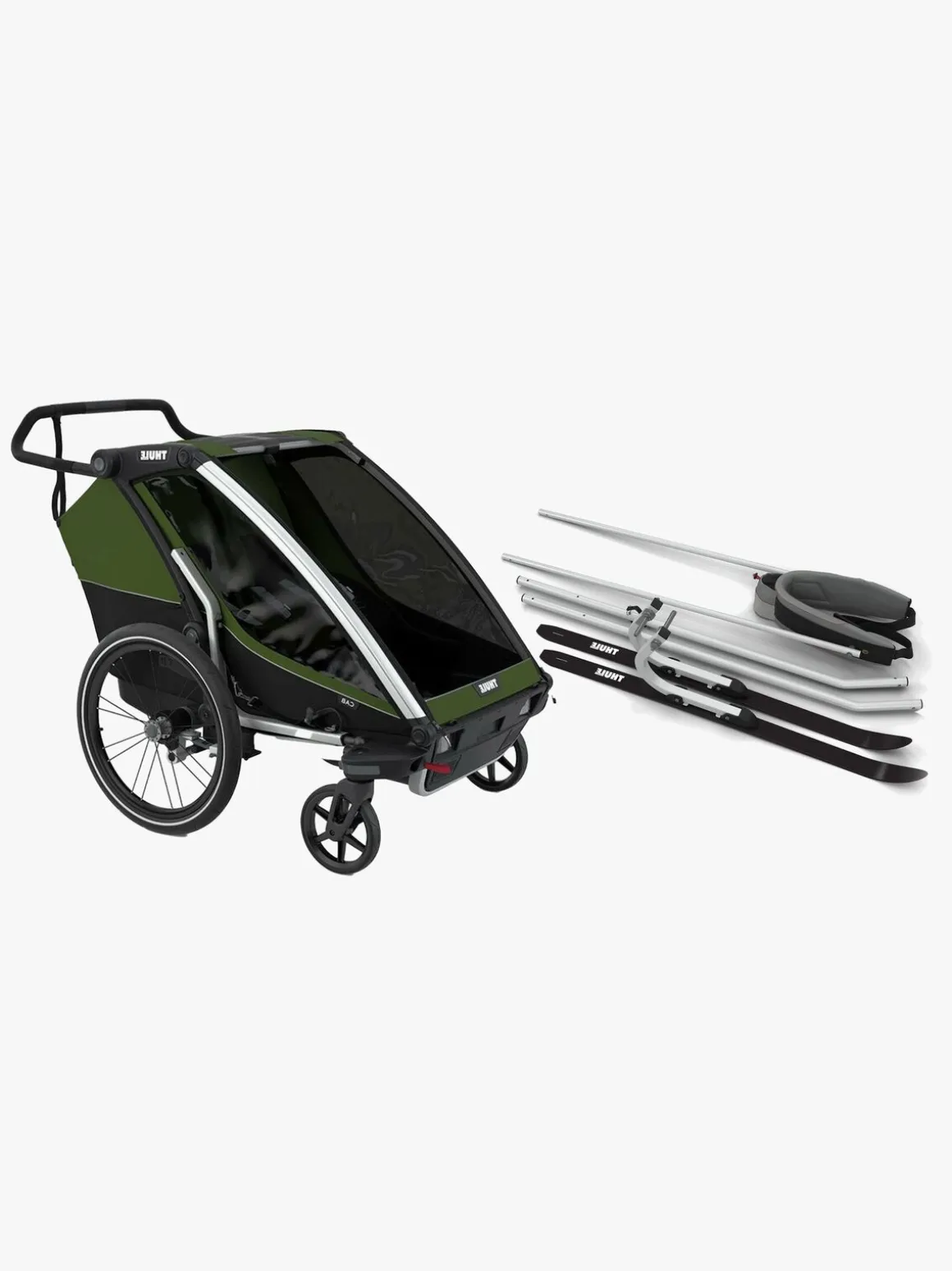 Thule Chariot Cab 2 Cykelanhænger inkl. Ski- og Vandresæt, Cypress Green