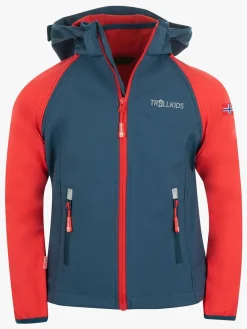 Trollkids Rondane Softshelljakke, Bright Red/Mystic Blue