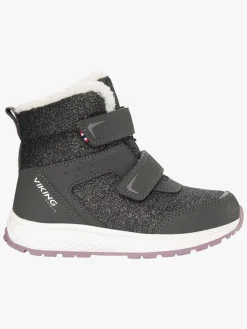 Viking Equip Glitter 2V WP Vinterstøvler, Charcoal/Dusty Pink