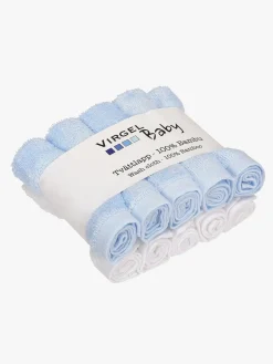Virgel Vaskeklud Bambus 10-Pak, Blå/Hvid