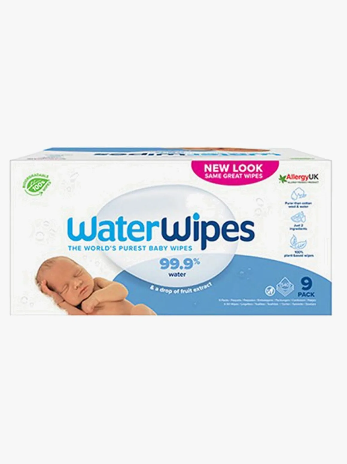 WaterWipes Plastfrie Vådservietter 9 X 60-pak