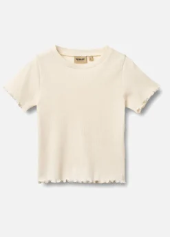 Wheat Alicia Ribstrikket T-shirt, Ivory