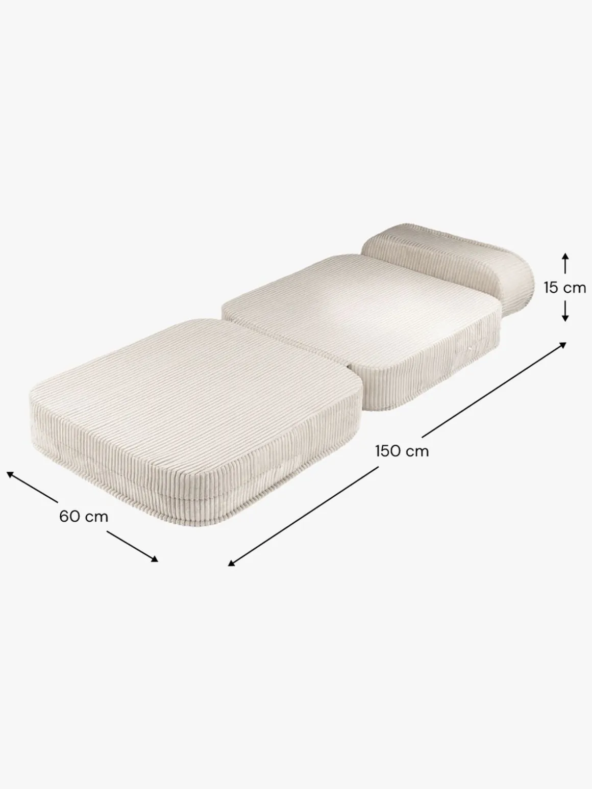 Wigiwama Flip Foldbar Stol 150x60 cm, Marshmallow